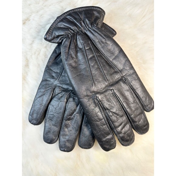 Vintage Perry Ellis Genuine Leather Gloves Lined Warm Winter Gloves NEW Mens M - Picture 1 of 7